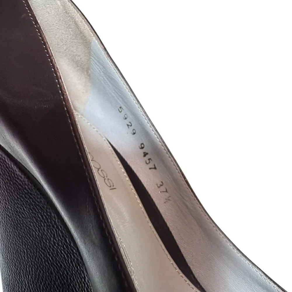 Sergio Rossi Brown Leather Open Toe Platform Wedge Size 37.5 (US Size 7)